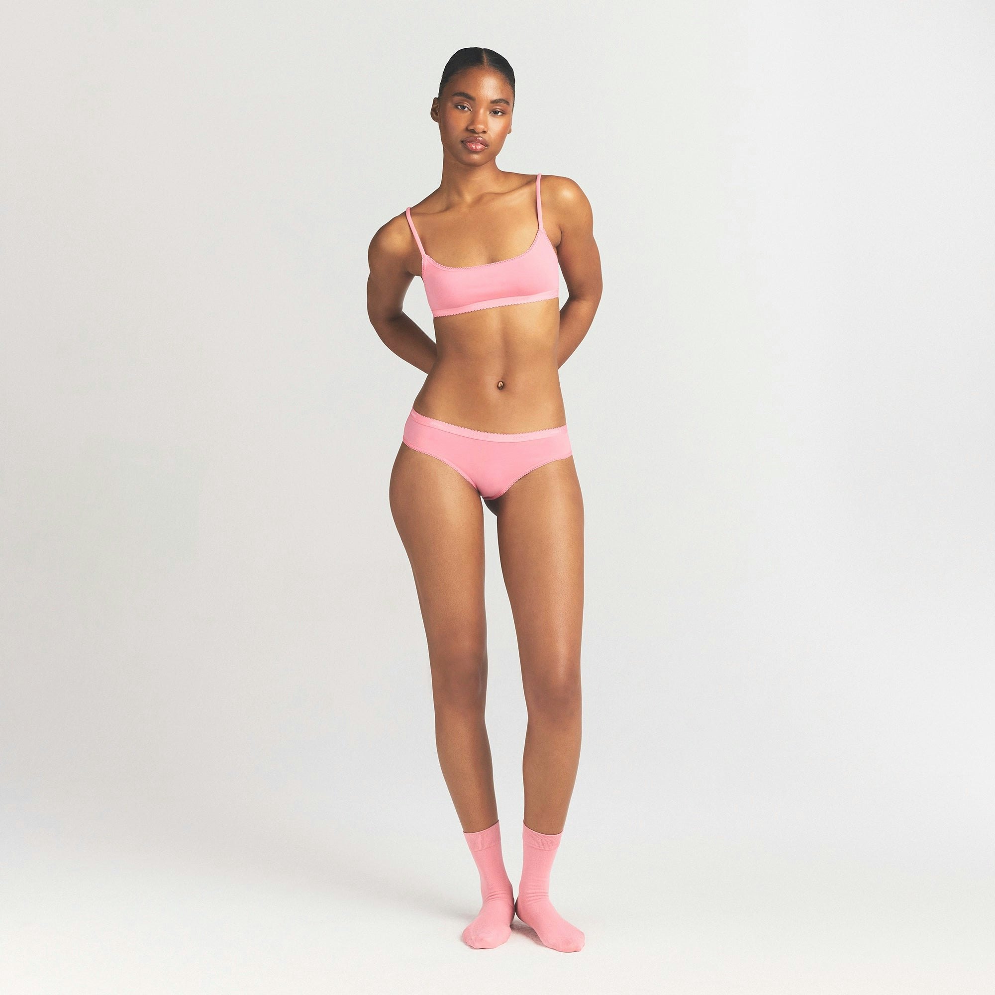 LIGHTWEIGHT COTTON LOGO PICOT HIPSTER - MELON TONAL