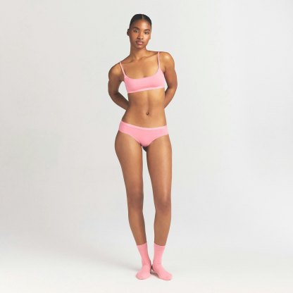 LIGHTWEIGHT COTTON LOGO PICOT HIPSTER - MELON TONAL