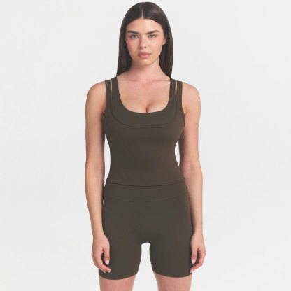 NikeSKIMS MATTE DOUBLE STRAP SCOOP TANK - DARK SEPIA - image 4