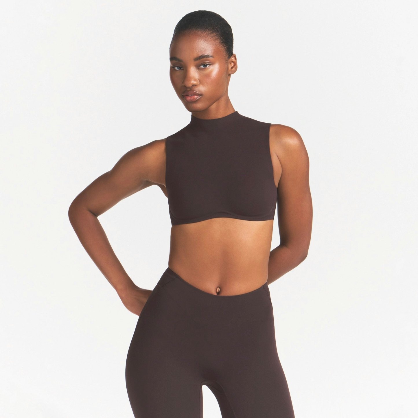 NikeSKIMS STUDIO STRETCH MOCK NECK BRA TOP - DARK ROAST - image 13