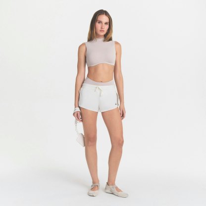 NikeSKIMS STUDIO STRETCH MOCK NECK BRA TOP - LINEN