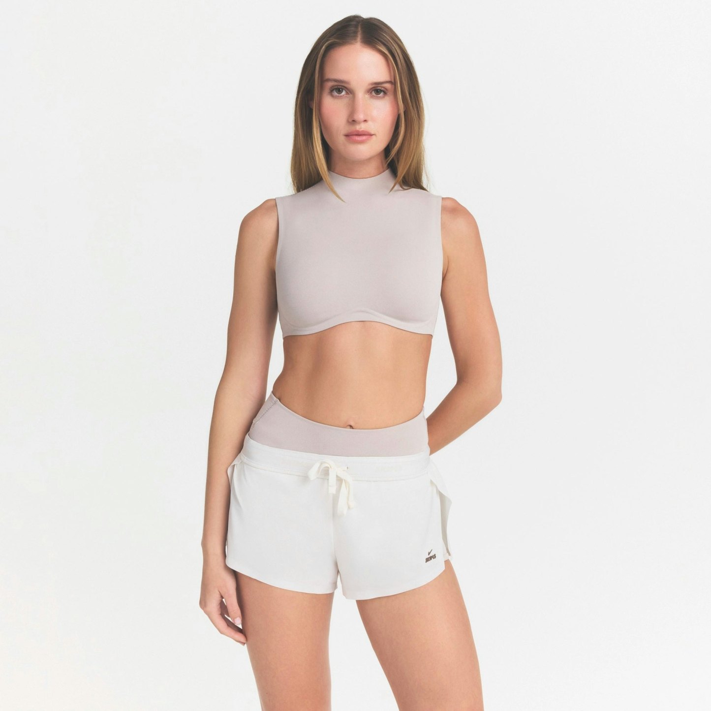 NikeSKIMS STUDIO STRETCH MOCK NECK BRA TOP - LINEN - image 2