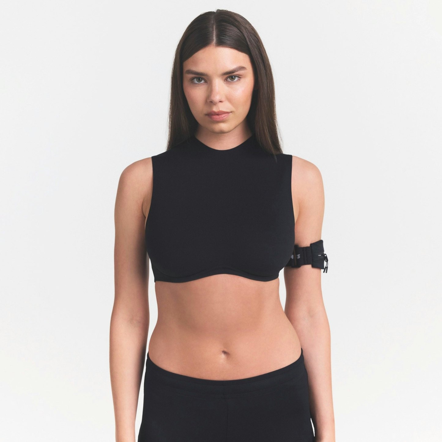 NikeSKIMS STUDIO STRETCH MOCK NECK BRA TOP - OBSIDIAN - image 7