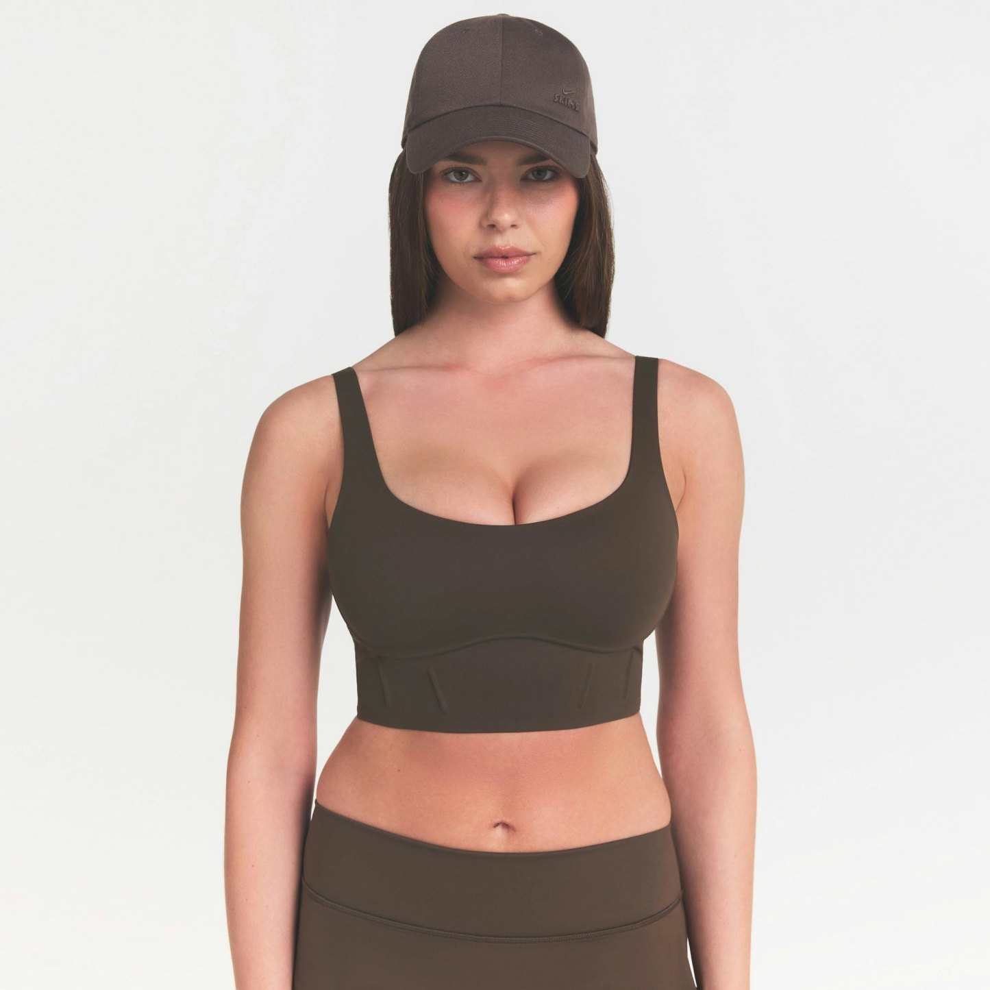NikeSKIMS MATTE LONGLINE CORSET BRA - DARK SEPIA - image 10