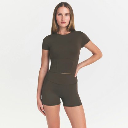 NikeSKIMS MATTE CROPPED CORSET TEE - DARK SEPIA - image 13