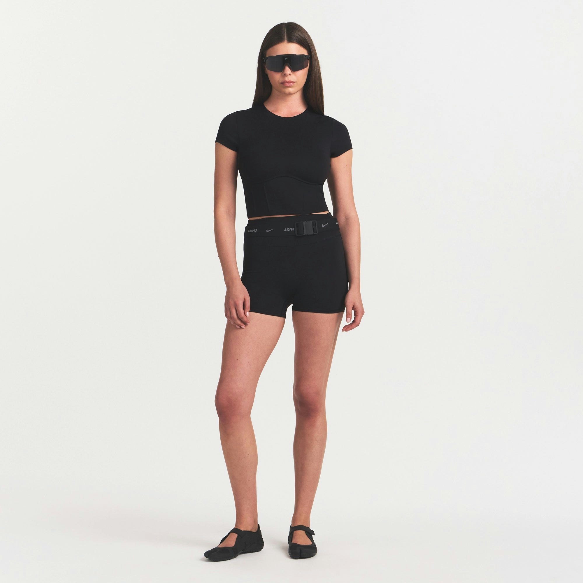 NikeSKIMS MATTE CROPPED CORSET TEE - OBSIDIAN