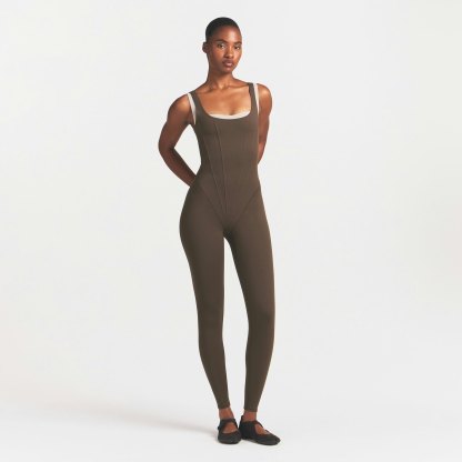 NikeSKIMS MATTE CORSET 29" ONE PIECE - DARK SEPIA
