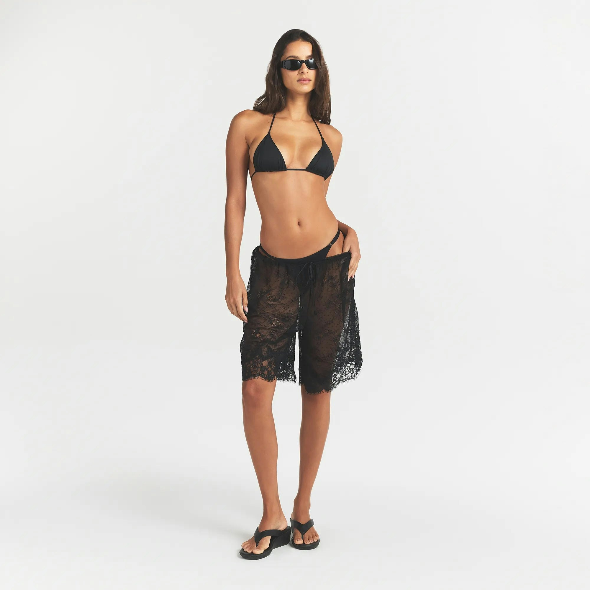 ULTRA FINE LACE LONG SHORT - OBSIDIAN
