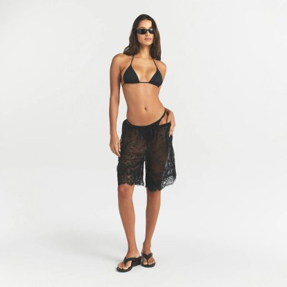 ULTRA FINE LACE LONG SHORT - OBSIDIAN