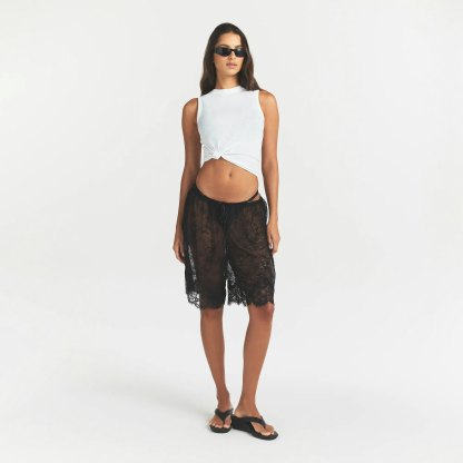 ULTRA FINE LACE LONG SHORT - OBSIDIAN - image 4