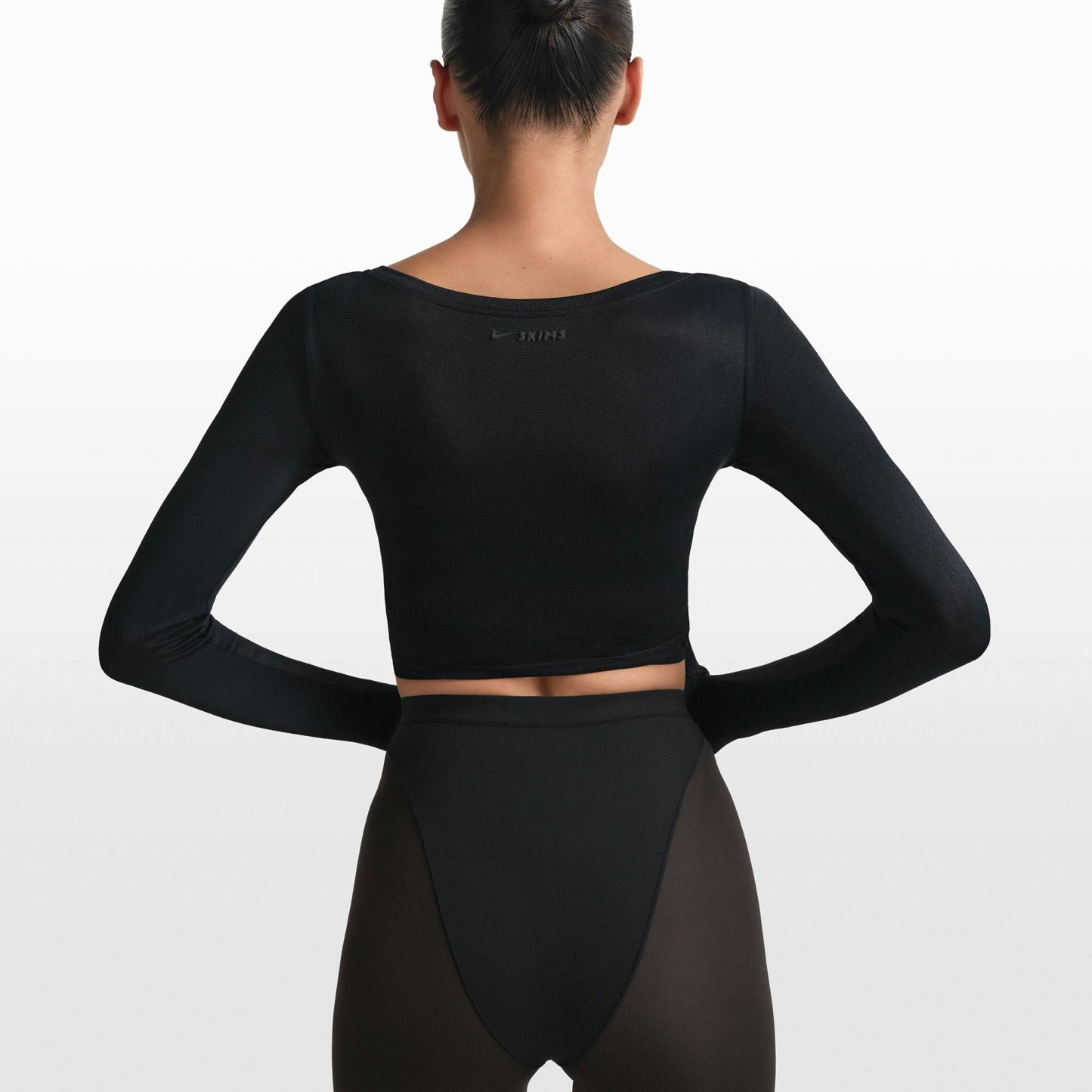 NikeSKIMS STRETCH KNIT WRAP LONG SLEEVE CROPPED TOP - OBSIDIAN - image 5