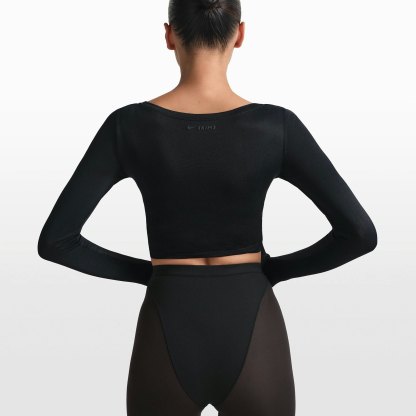 NikeSKIMS STRETCH KNIT WRAP LONG SLEEVE CROPPED TOP - OBSIDIAN - image 5