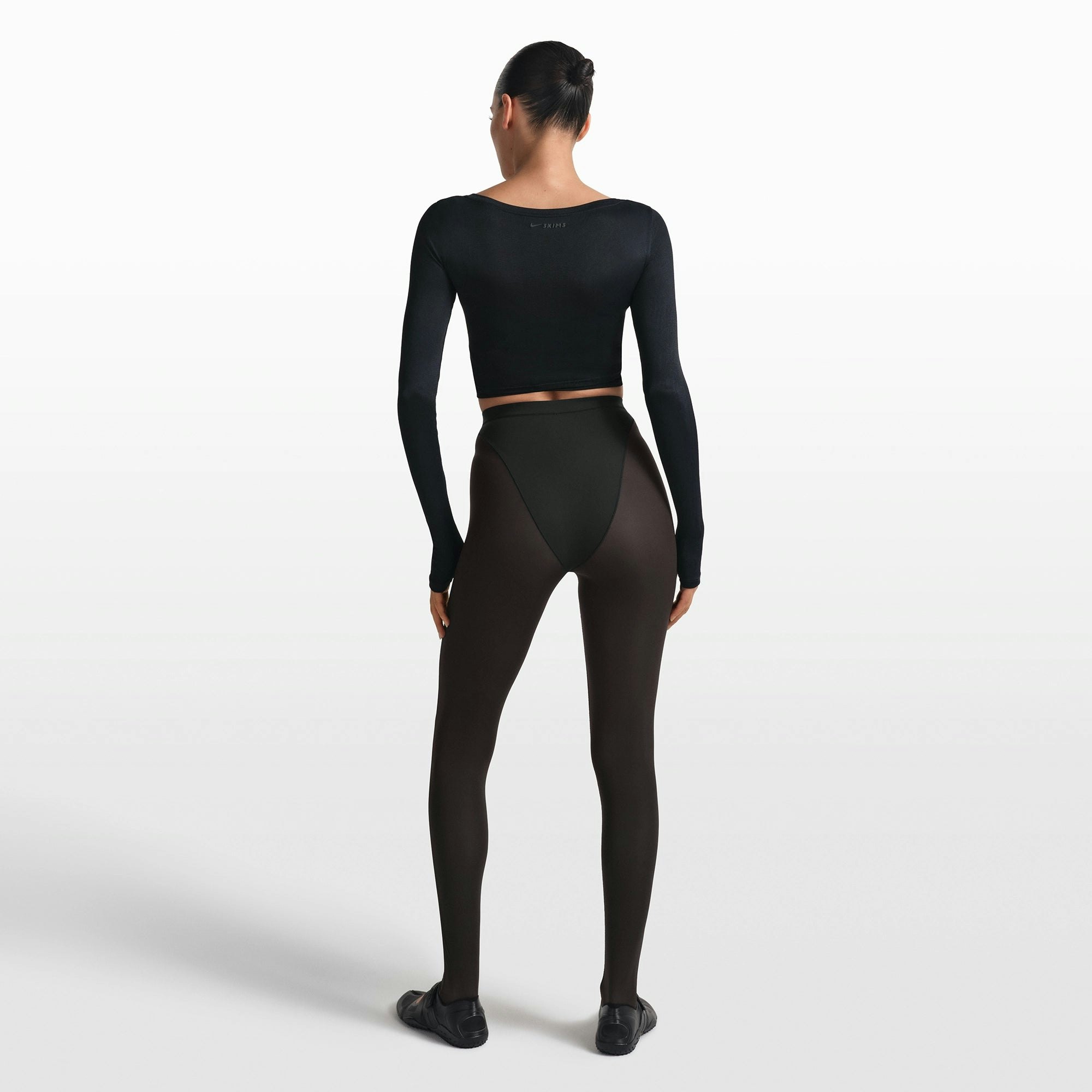 NikeSKIMS STRETCH KNIT WRAP LONG SLEEVE CROPPED TOP - OBSIDIAN - image 6