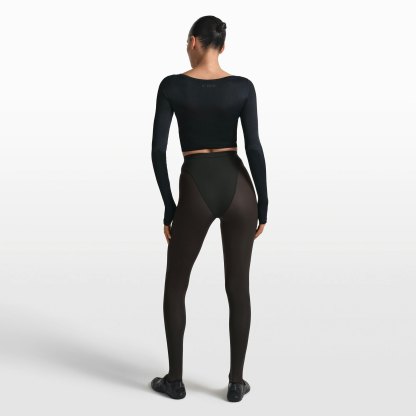 NikeSKIMS STRETCH KNIT WRAP LONG SLEEVE CROPPED TOP - OBSIDIAN - image 6