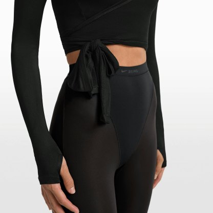 NikeSKIMS STRETCH KNIT WRAP LONG SLEEVE CROPPED TOP - OBSIDIAN - image 3