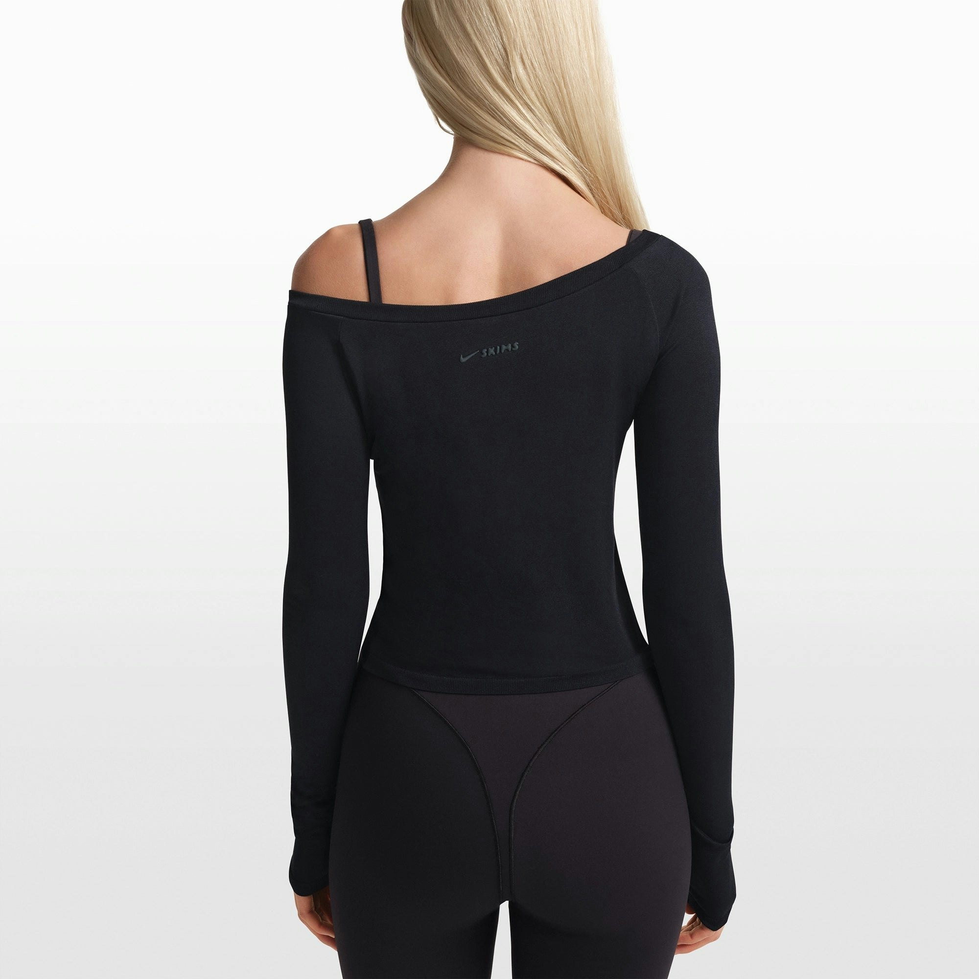 NikeSKIMS STRETCH KNIT LONG SLEEVE BOATNECK TOP - OBSIDIAN - image 4