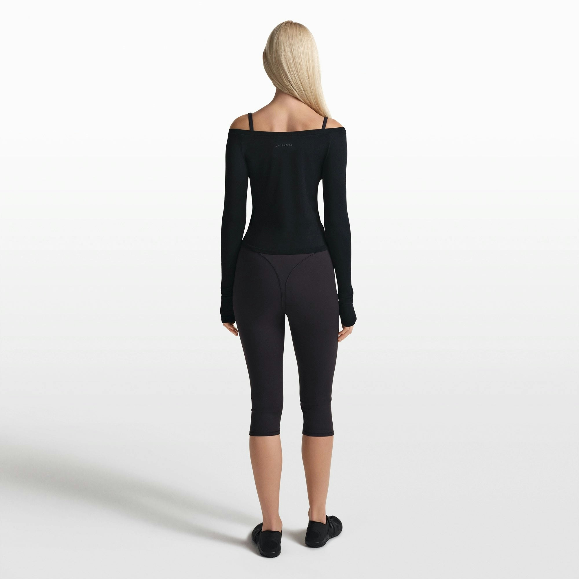 NikeSKIMS STRETCH KNIT LONG SLEEVE BOATNECK TOP - OBSIDIAN - image 5