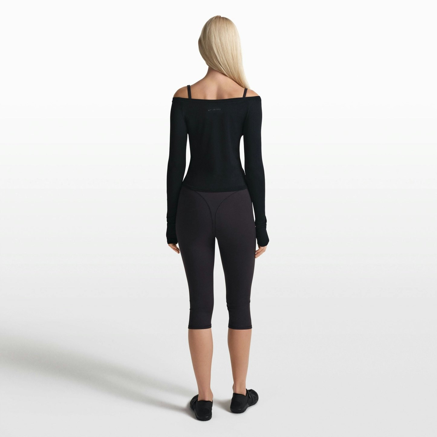 NikeSKIMS STRETCH KNIT LONG SLEEVE BOATNECK TOP - OBSIDIAN - image 5