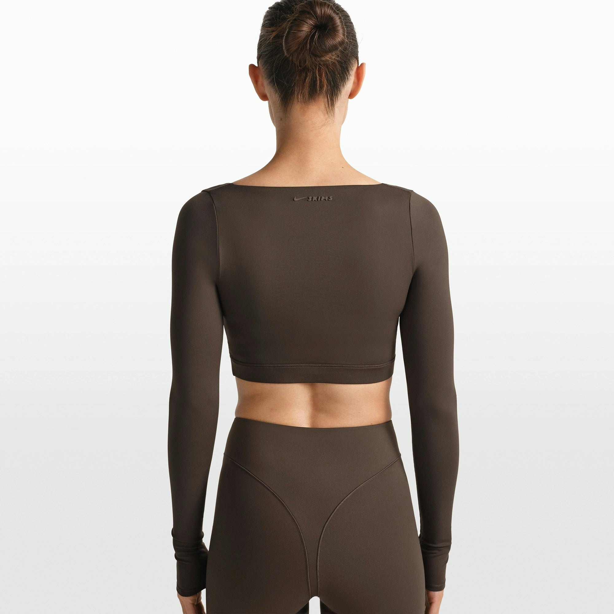 NikeSKIMS MATTE WRAP LONG SLEEVE CROPPED TOP - DARK SEPIA - image 11