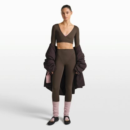 NikeSKIMS MATTE WRAP LONG SLEEVE CROPPED TOP - DARK SEPIA - image 8