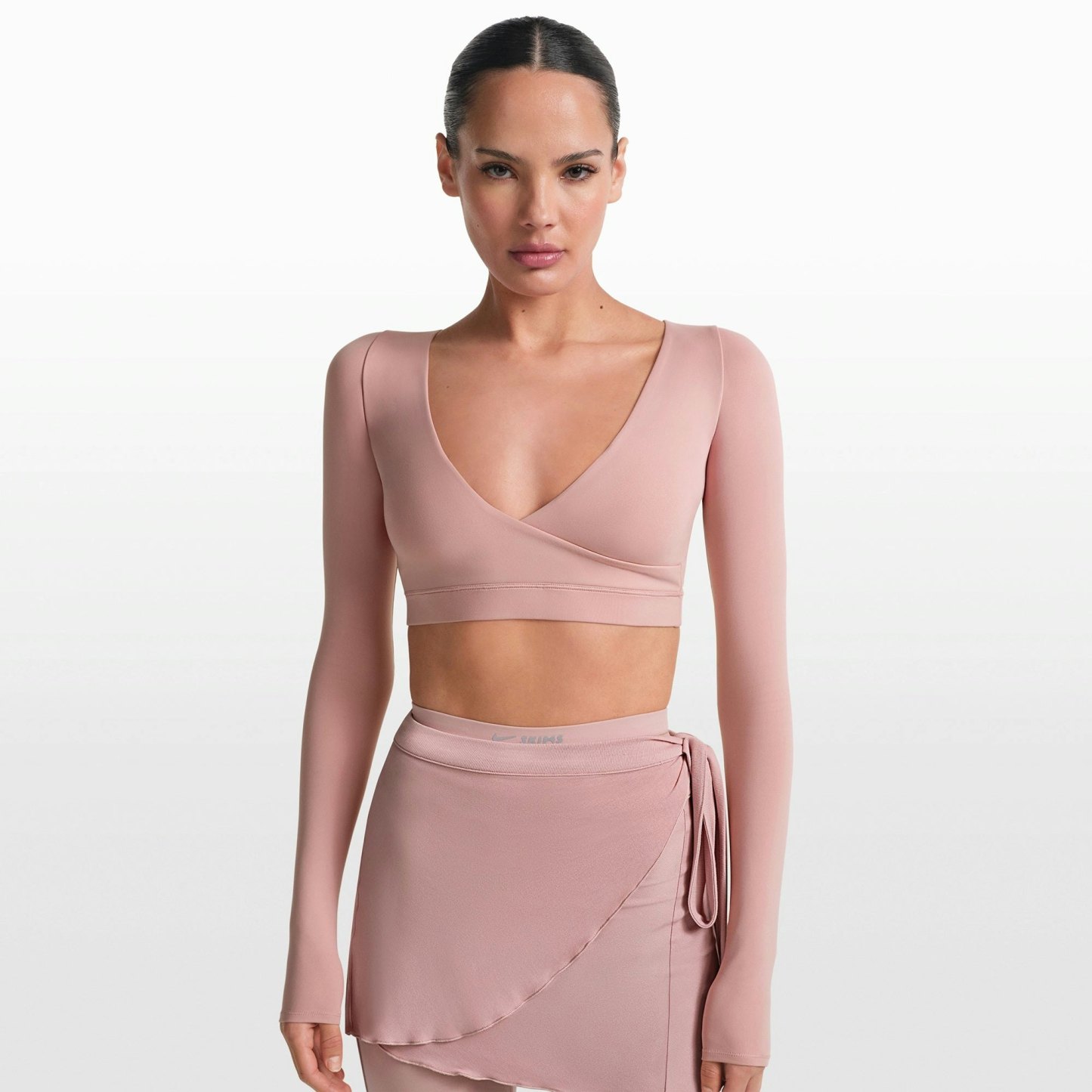 NikeSKIMS MATTE WRAP LONG SLEEVE CROPPED TOP - HIMALAYAN - image 16