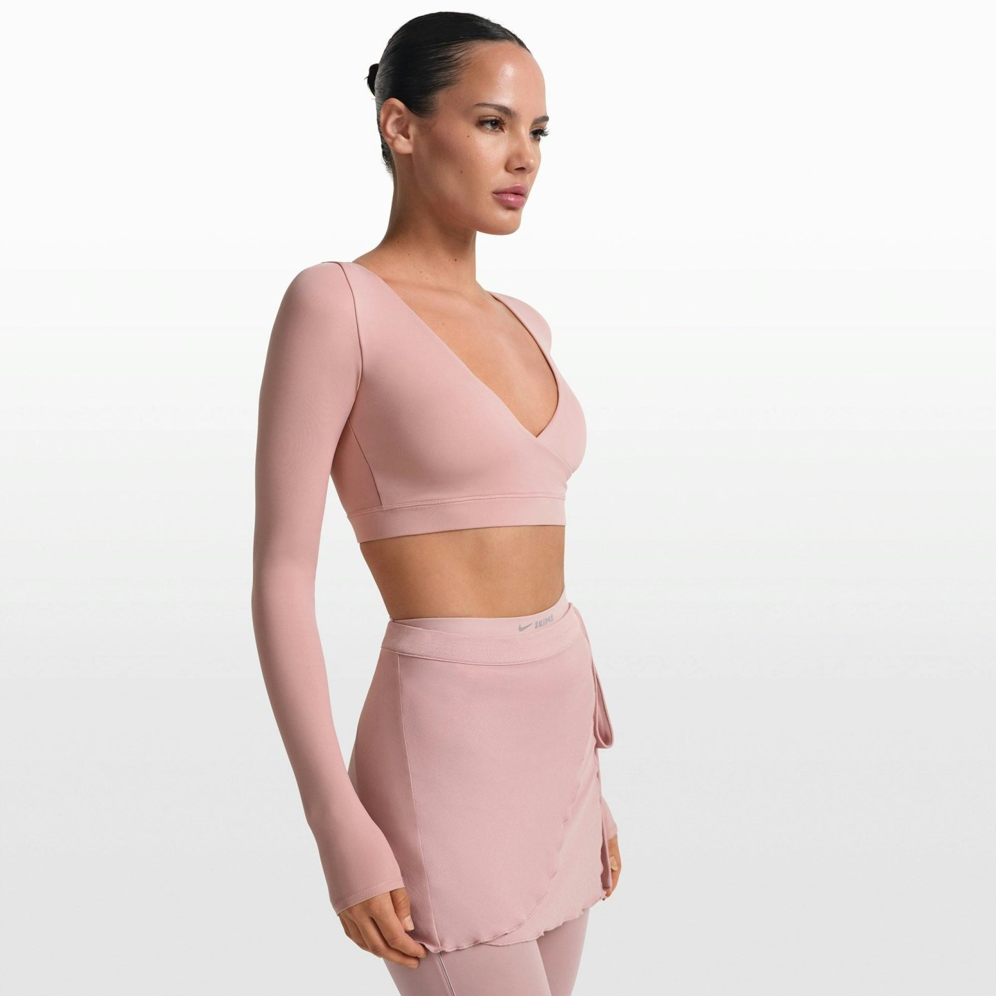 NikeSKIMS MATTE WRAP LONG SLEEVE CROPPED TOP - HIMALAYAN - image 17
