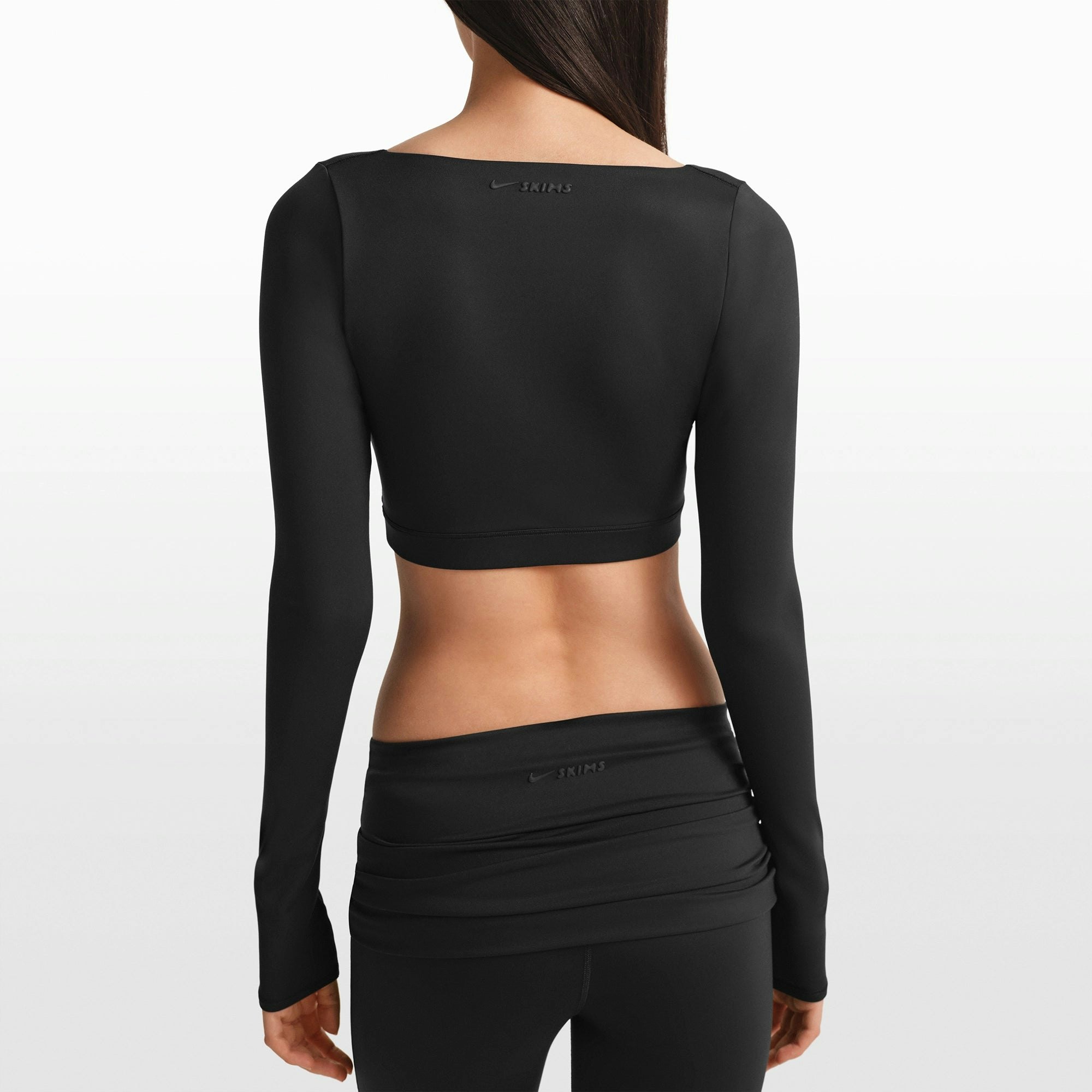 NikeSKIMS MATTE WRAP LONG SLEEVE CROPPED TOP - OBSIDIAN - image 4