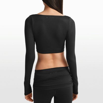 NikeSKIMS MATTE WRAP LONG SLEEVE CROPPED TOP - OBSIDIAN - image 4