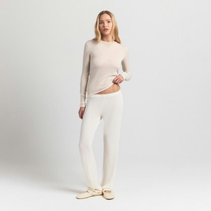 FEATHERWEIGHT CASHMERE LONG SLEEVE TOP - EGRET - image 4