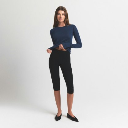 FEATHERWEIGHT CASHMERE LONG SLEEVE TOP - INDIGO - image 12