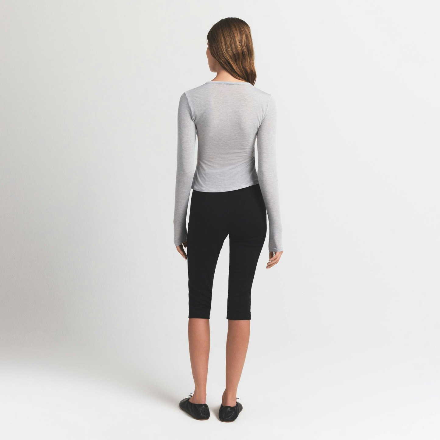 SHEER MODAL CARDIGAN WITH COVERED BUTTONS - HEATHER GREY - image 4