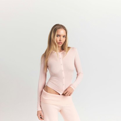 SHEER MODAL CARDIGAN WITH COVERED BUTTONS - PRIMROSE - image 16