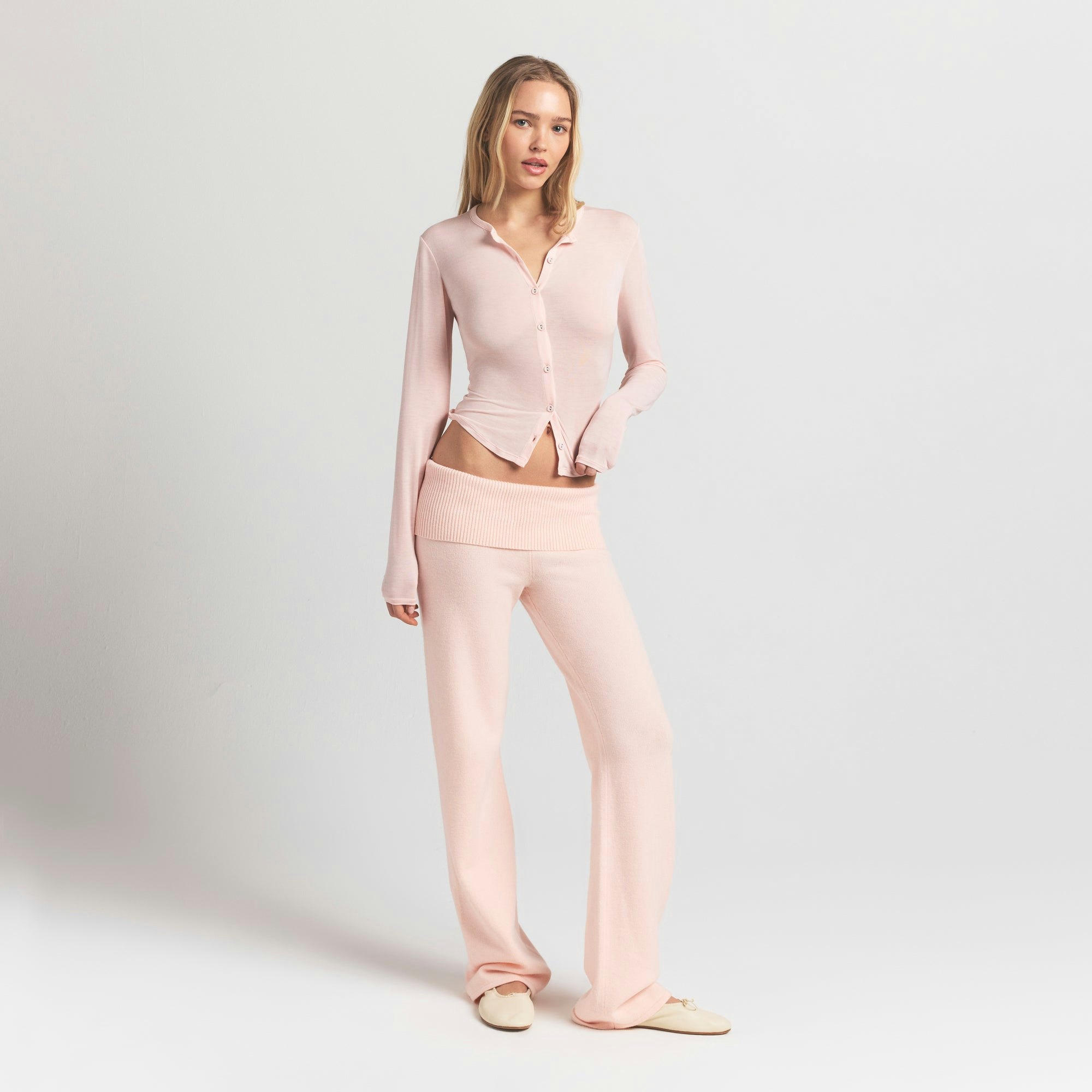 SHEER MODAL CARDIGAN WITH COVERED BUTTONS - PRIMROSE - image 13