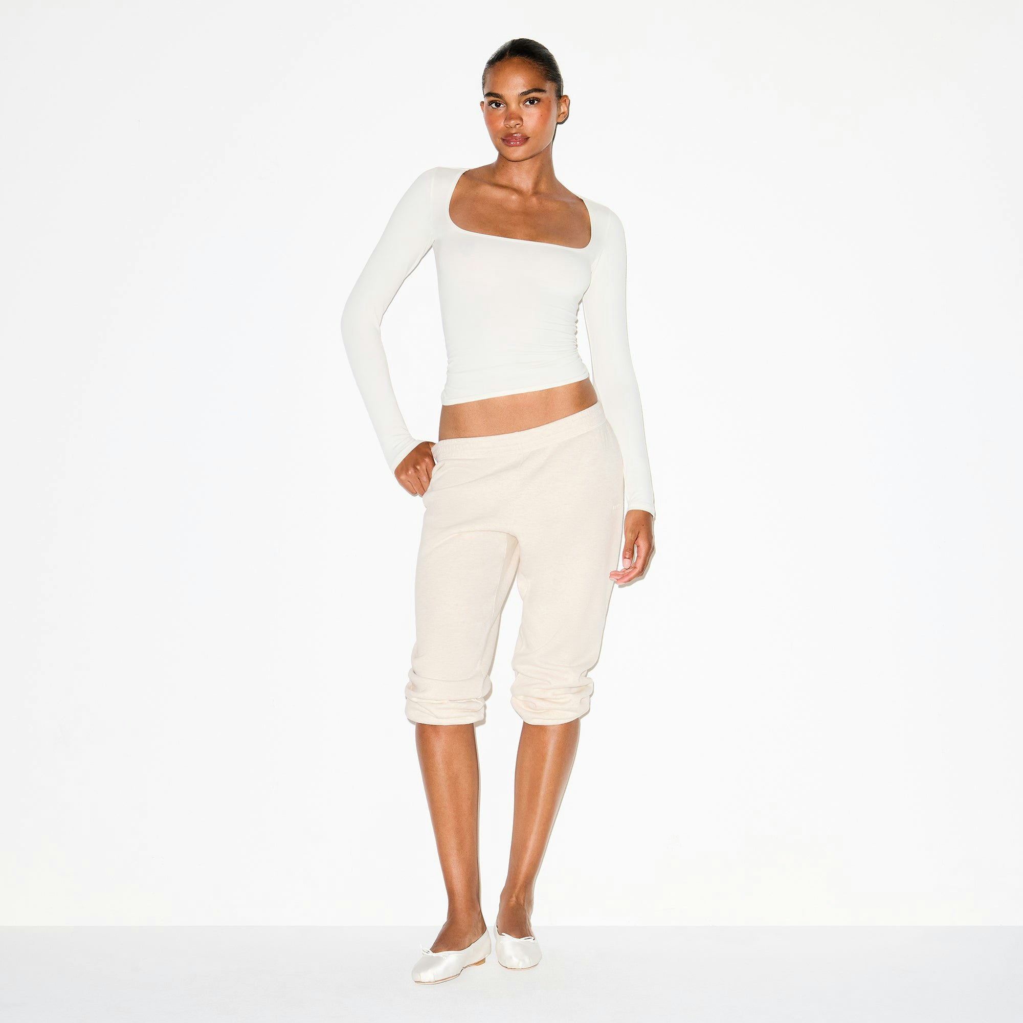 COTTON JERSEY SCOOP NECK LONG SLEEVE TOP - MARBLE - image 7