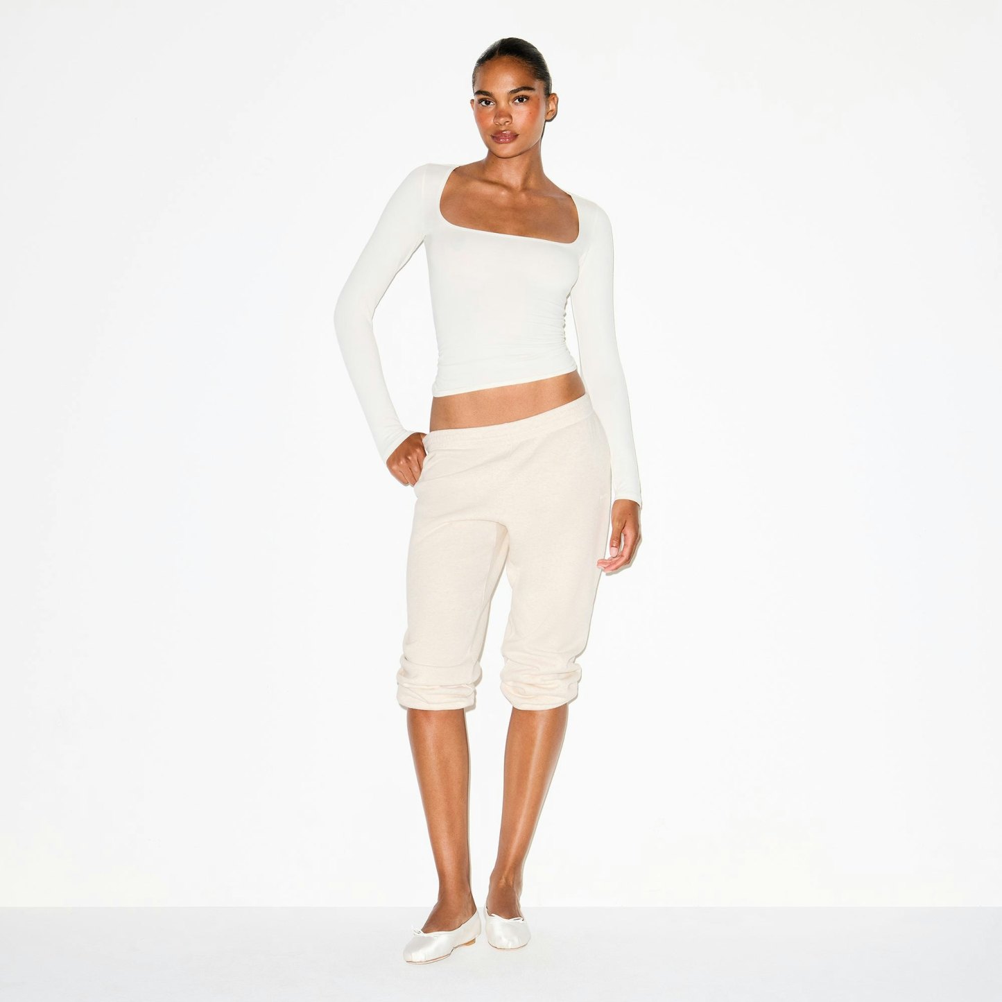 COTTON JERSEY SCOOP NECK LONG SLEEVE TOP - MARBLE - image 7
