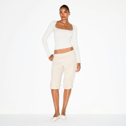 COTTON JERSEY SCOOP NECK LONG SLEEVE TOP - MARBLE - image 7