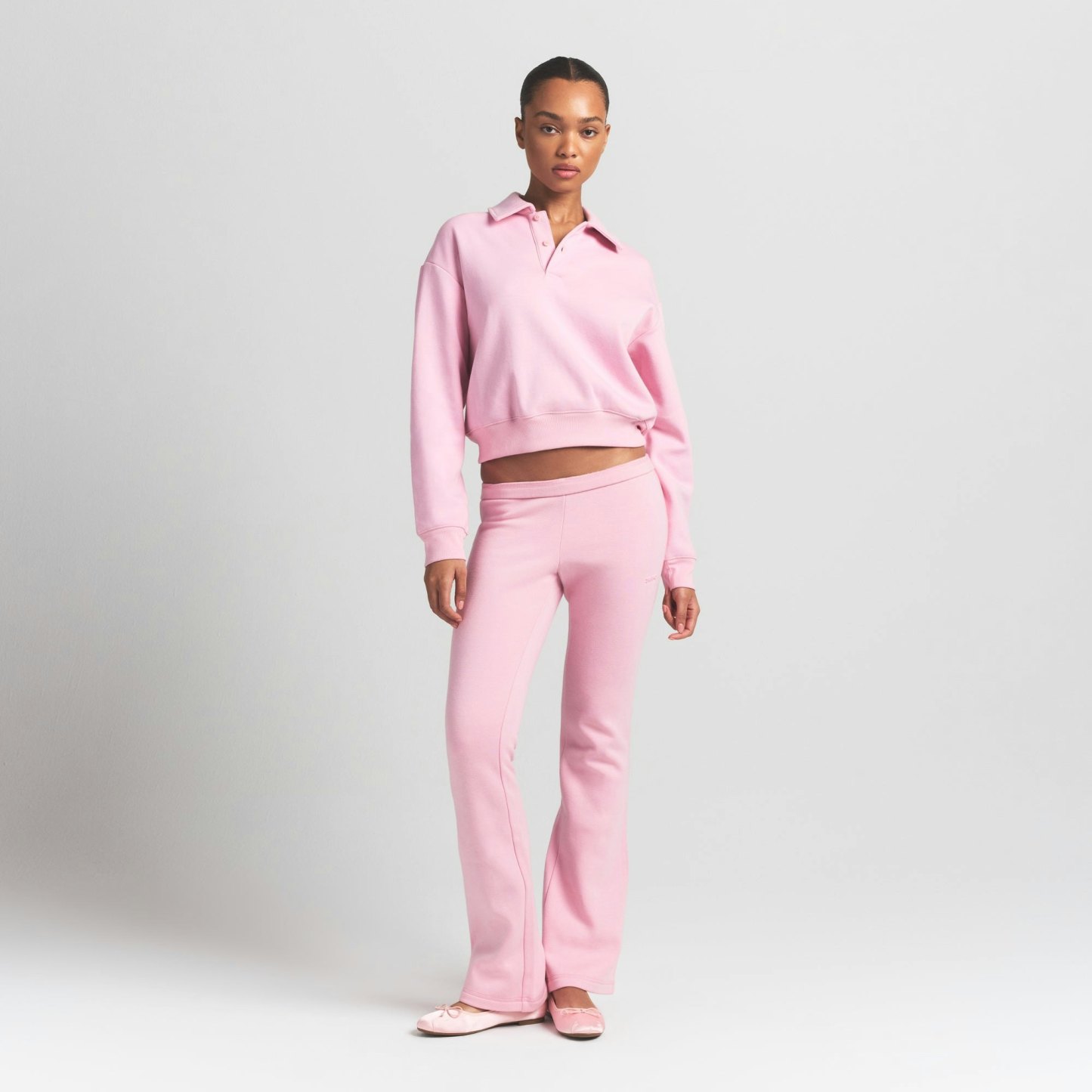 COTTON FLEECE POLO SWEATSHIRT - HALITE
