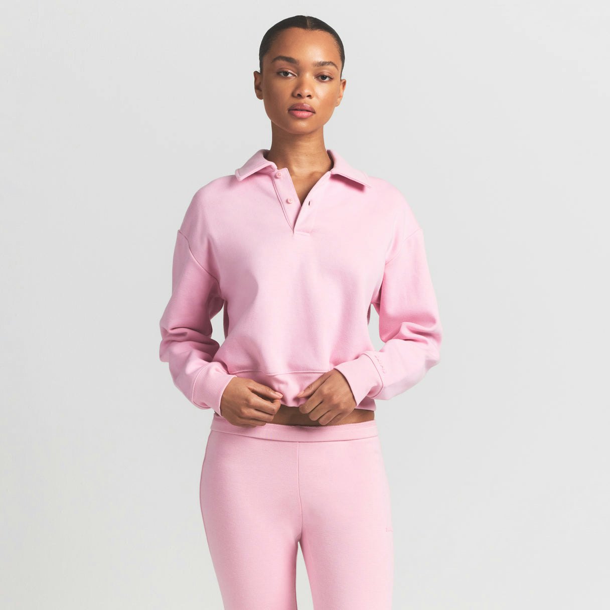 COTTON FLEECE POLO SWEATSHIRT - HALITE - image 3