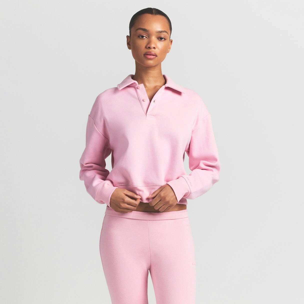 COTTON FLEECE POLO SWEATSHIRT - HALITE - image 3