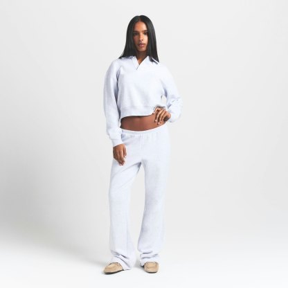 COTTON FLEECE POLO SWEATSHIRT - LIGHT HEATHER GREY - image 6