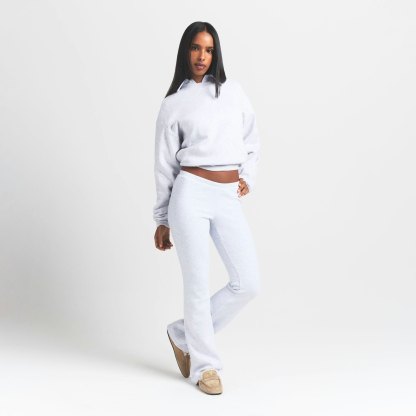 COTTON FLEECE POLO SWEATSHIRT - LIGHT HEATHER GREY - image 8
