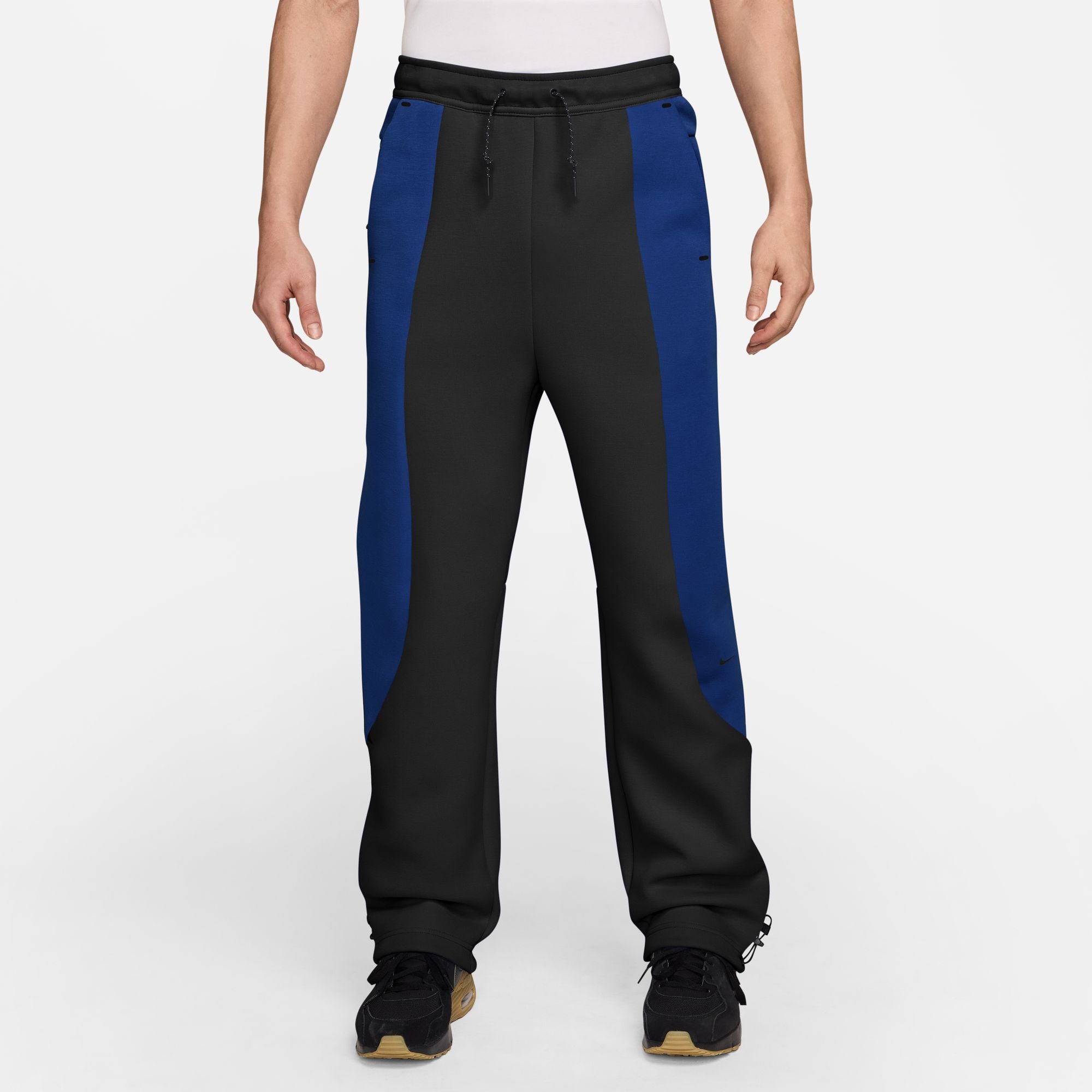 Nike Tech Men's Colour-Block Open-Hem Fleece Trousers - Black/Old Royal/Black