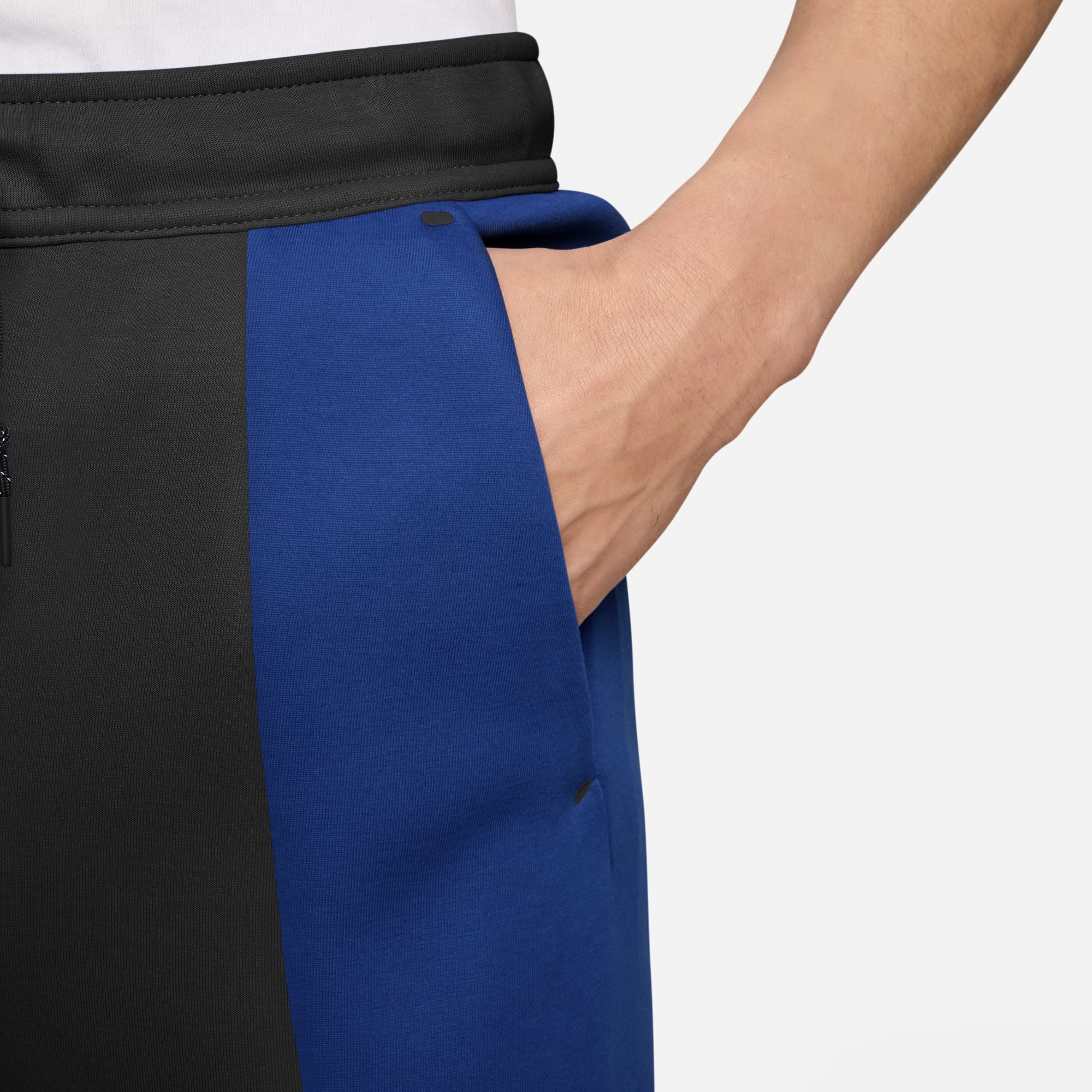 Nike Tech Men's Colour-Block Open-Hem Fleece Trousers - Black/Old Royal/Black