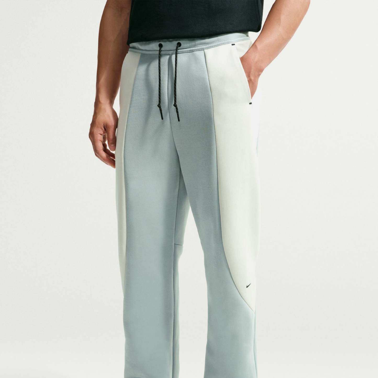 Nike Tech Men's Colour-Block Open-Hem Fleece Trousers - Light Pumice/Light Bone/Black/Black