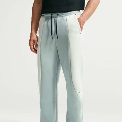 Nike Tech Men's Colour-Block Open-Hem Fleece Trousers - Light Pumice/Light Bone/Black/Black