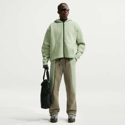Nike Tech Men's Colour-Block Open-Hem Fleece Trousers - Silver Sage/Jade Horizon/Black