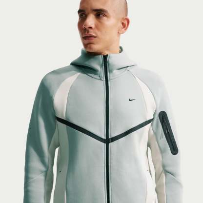 Nike Tech Men's Colour-Block Full-Zip Fleece Windrunner Jacket - Light Pumice/Light Bone/Black