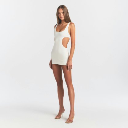 COTTON JERSEY CUT OUT MINI DRESS - MARBLE - image 8