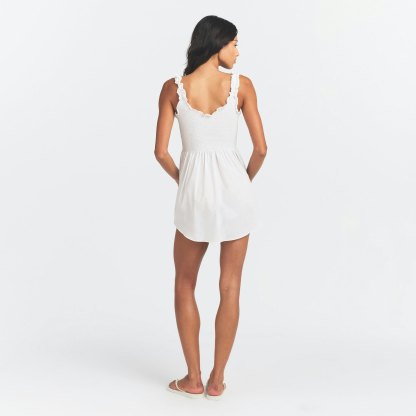 POPLIN APPAREL MINI SMOCKED DRESS - SNOW - image 4