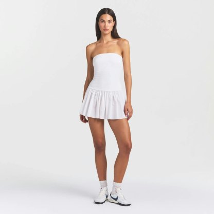 POPLIN APPAREL MINI TUBE DRESS - SNOW